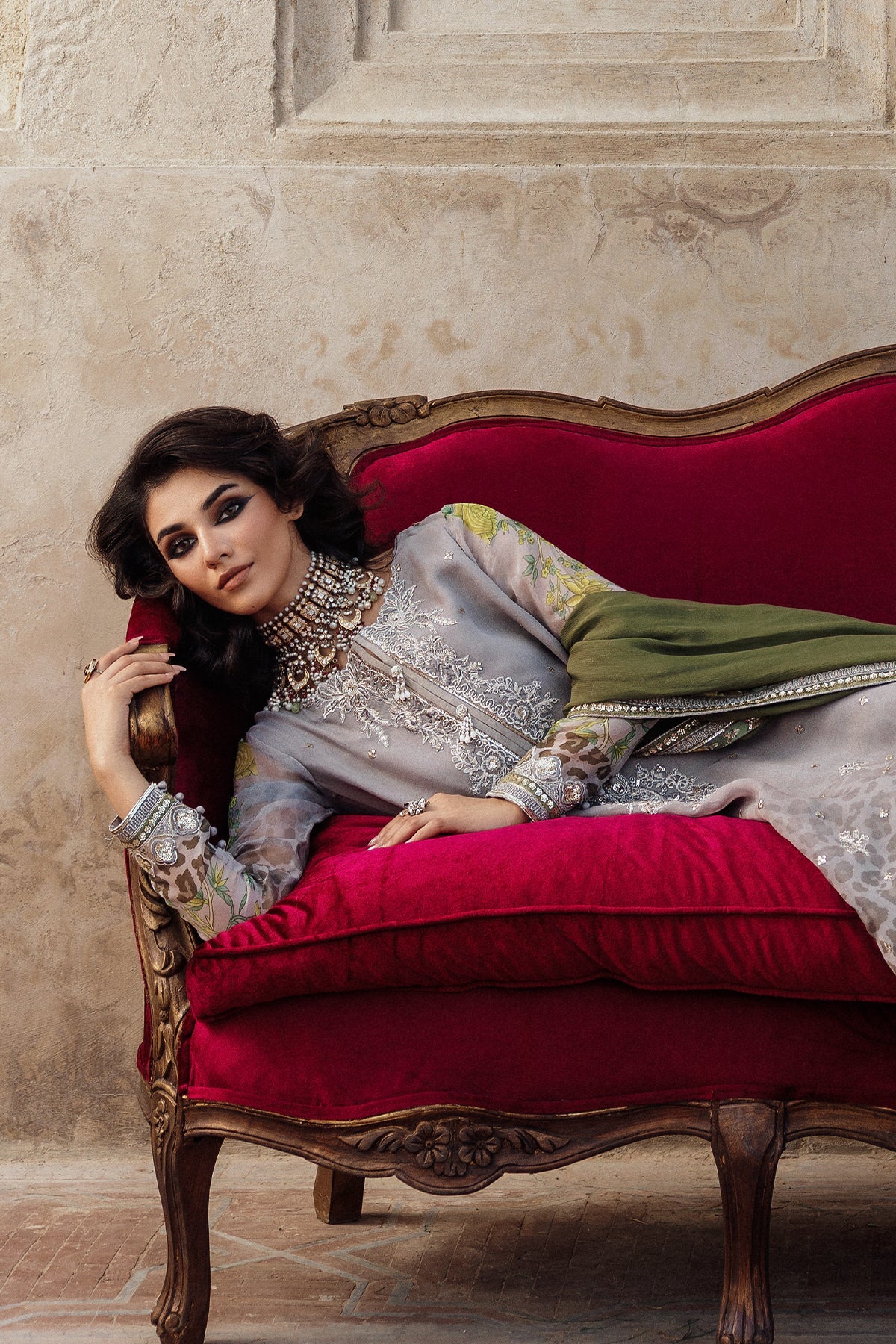 3-Pc Unstitched Embroidered Printed Chiffon Collection VSL6-12