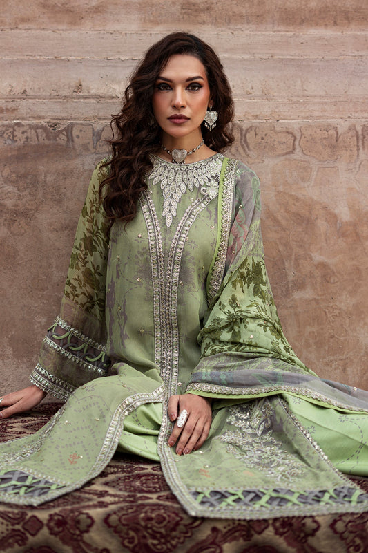 3-pc Unstitched Embroidered Printed Chiffon Collection VSL6-06