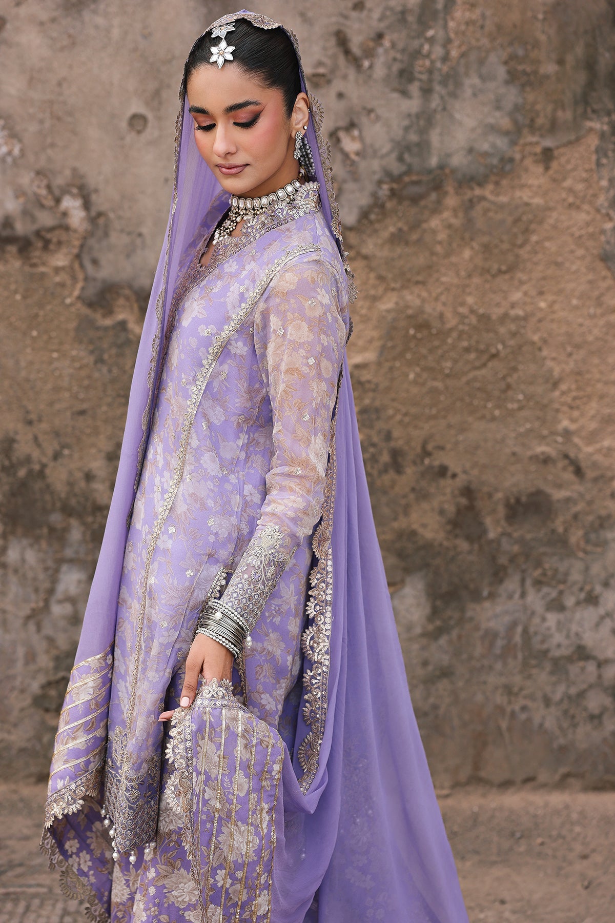 3-Pc Unstitched Embroidered Printed Chiffon Collection VSL6-11