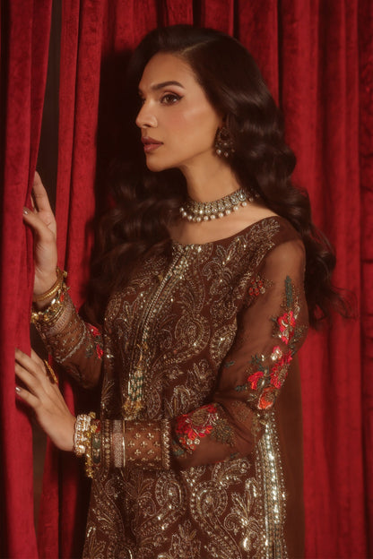 3 Pc Embroidered Dyed Chiffon CA26-07