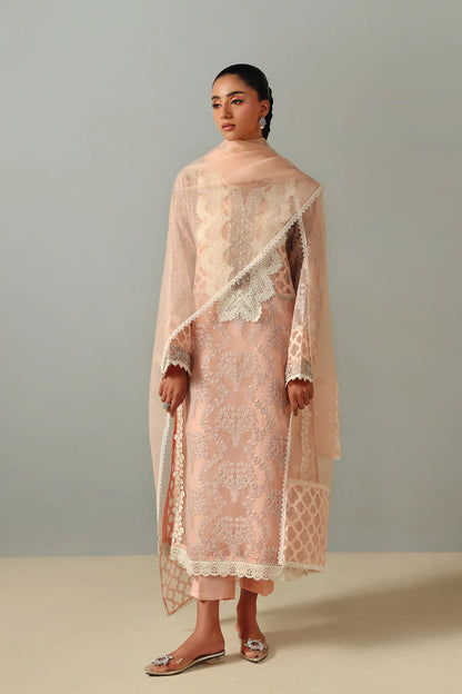 Lacy Peach Kurta Set (D-16)
