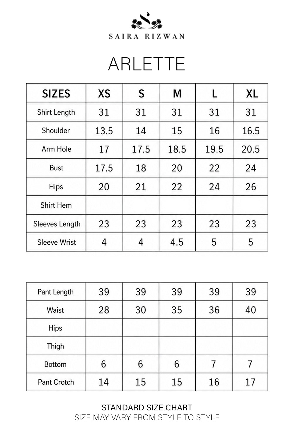 Size Chart