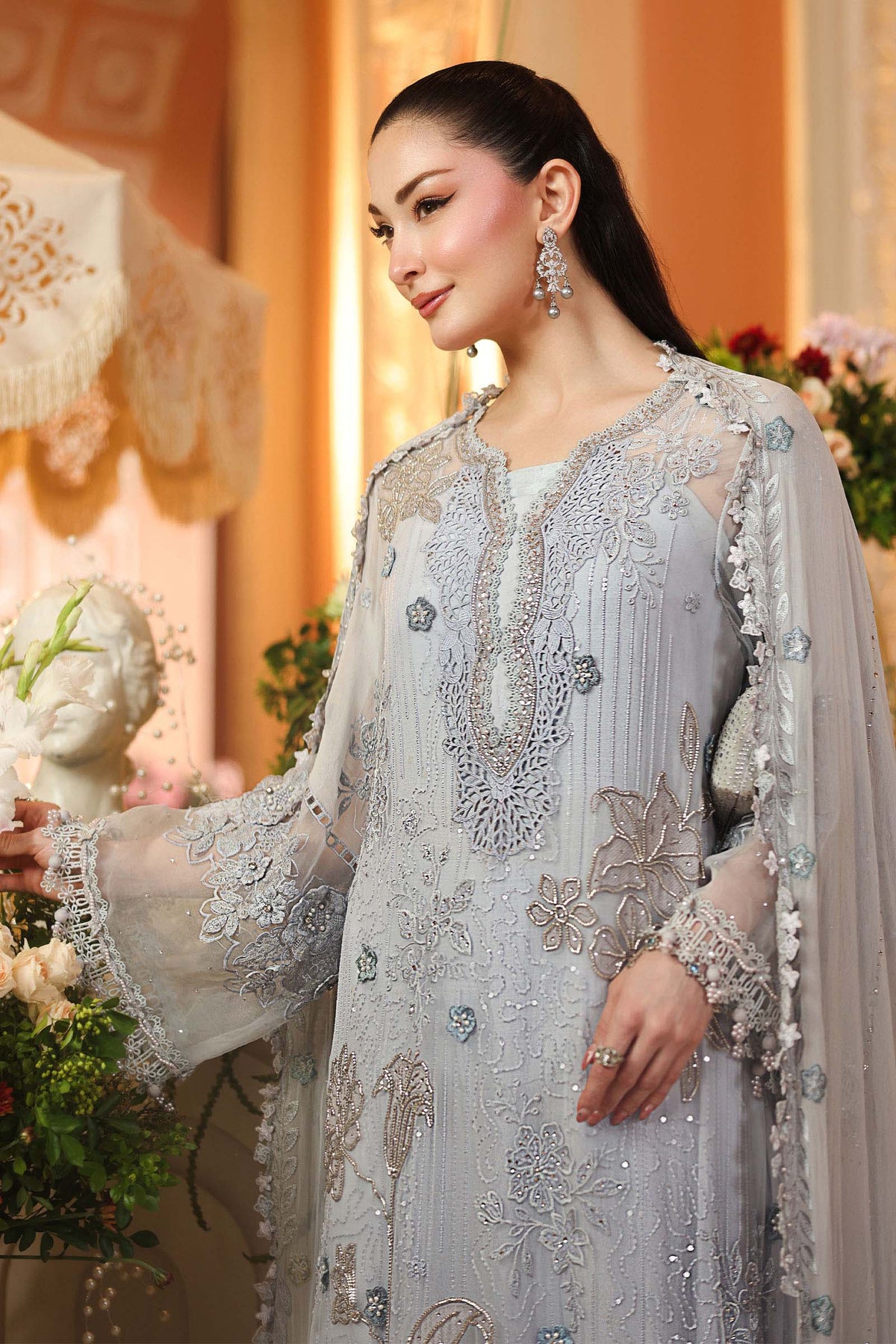 3 Piece Embroidered Chiffon Suit