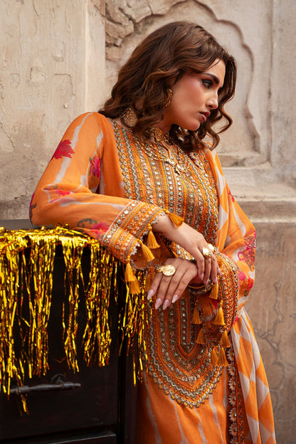 3-pc Unstitched Embroidered Printed Chiffon Collection VSL6-08