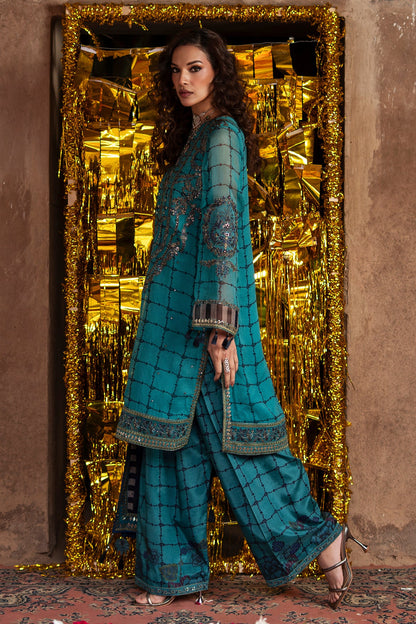 3-pc Unstitched Embroidered Printed Chiffon Collection VSL6-05