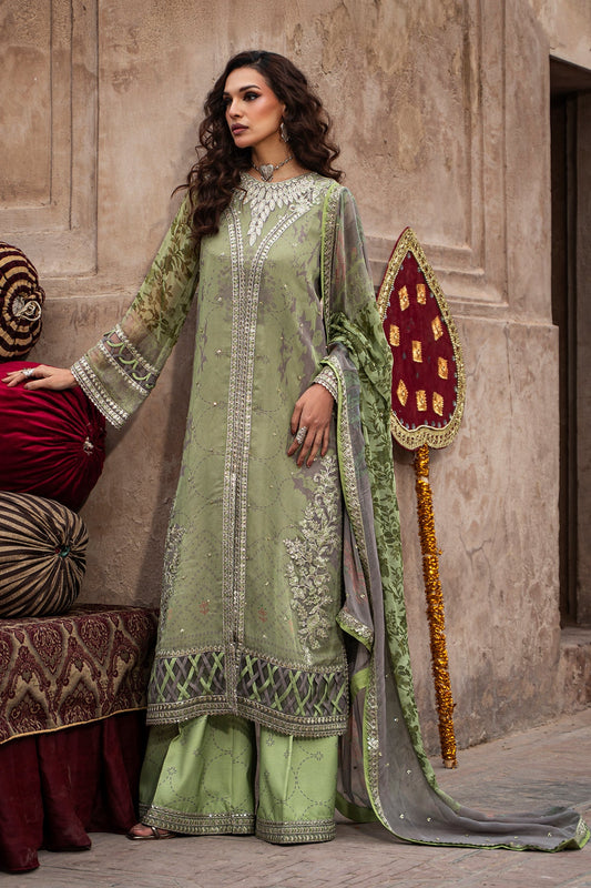 3-pc Unstitched Embroidered Printed Chiffon Collection VSL6-06