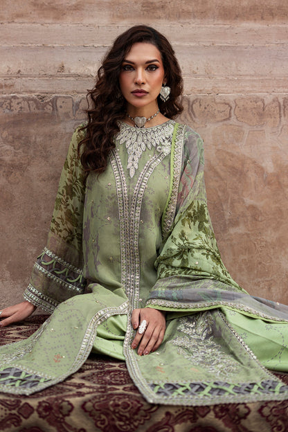 3-pc Unstitched Embroidered Printed Chiffon Collection VSL6-06