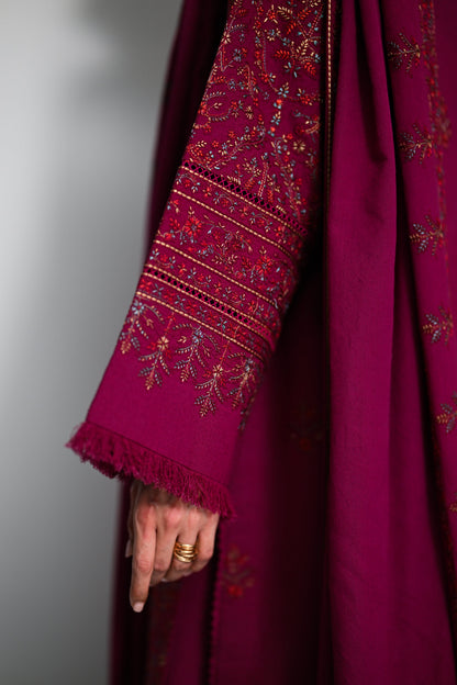 MIRA II - DEEP FUCHSIA LUXURY EMBROIDERED KARANDI 3PCS SET (NEL-26638)