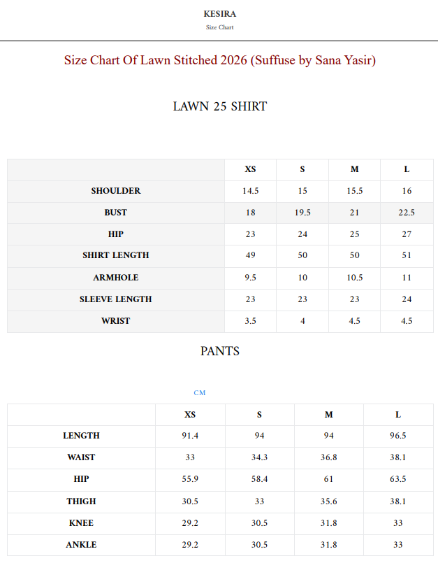 Size Chart