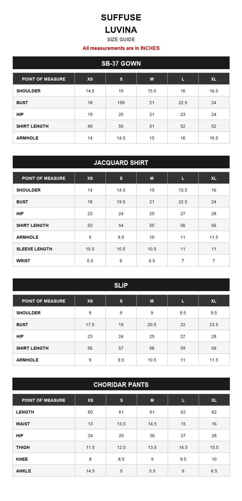Size Chart