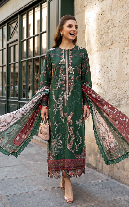 Green Majestic (SL26-01) | 3pcs Embroidered Unstitched Summer