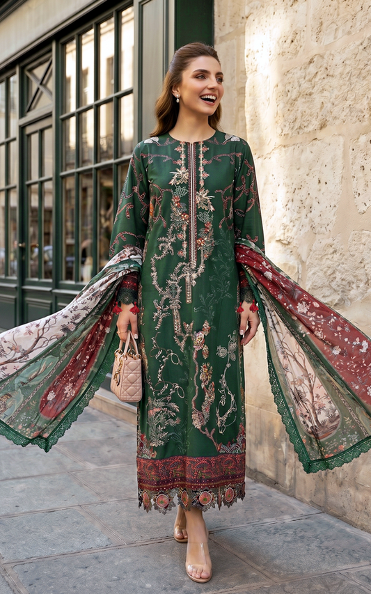 Green Majestic (SL26-01) | 3pcs Embroidered Unstitched Summer