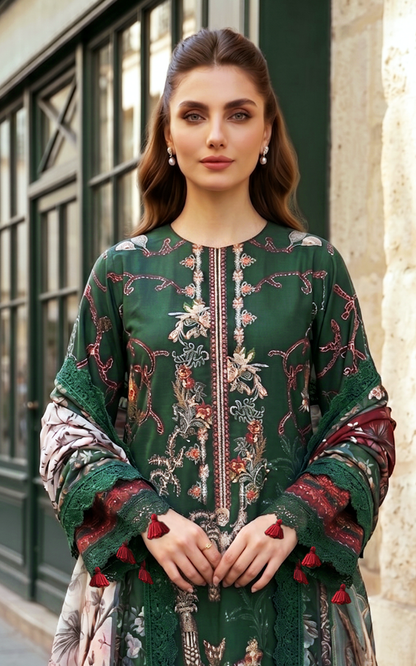 Green Majestic (SL26-01) | 3pcs Embroidered Unstitched Summer