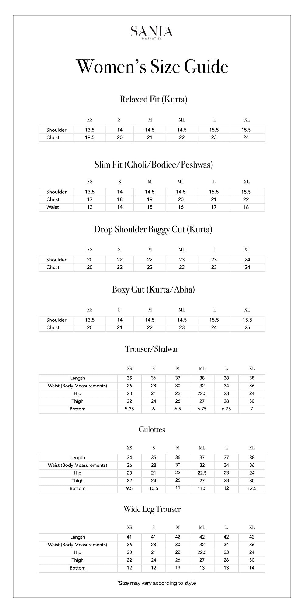 Size Chart