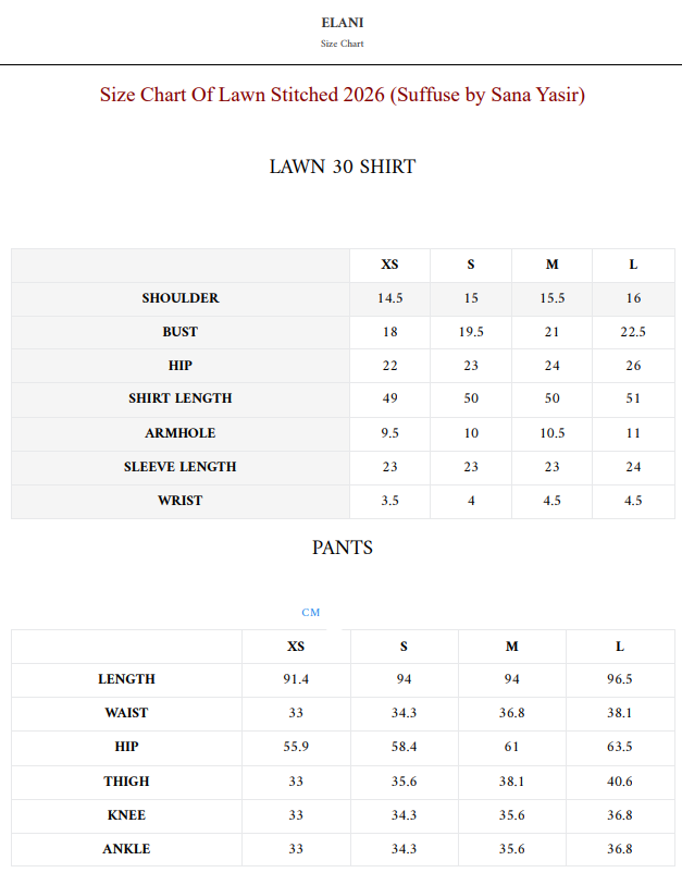 Size Chart