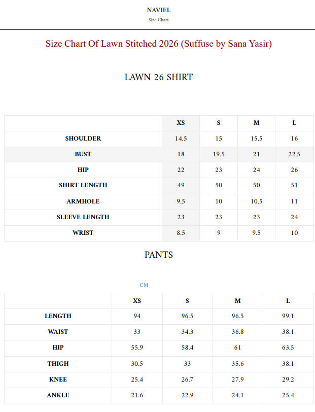 Size Chart