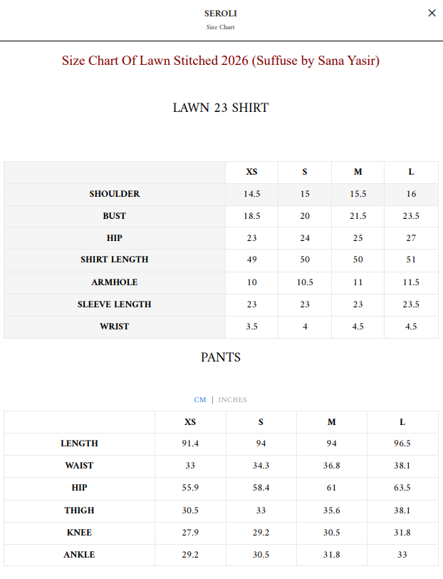 Size Chart
