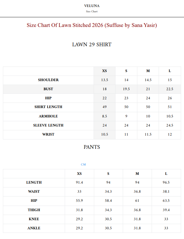 Size Chart
