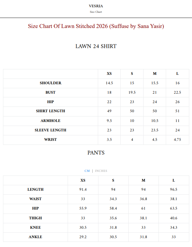 Size Chart