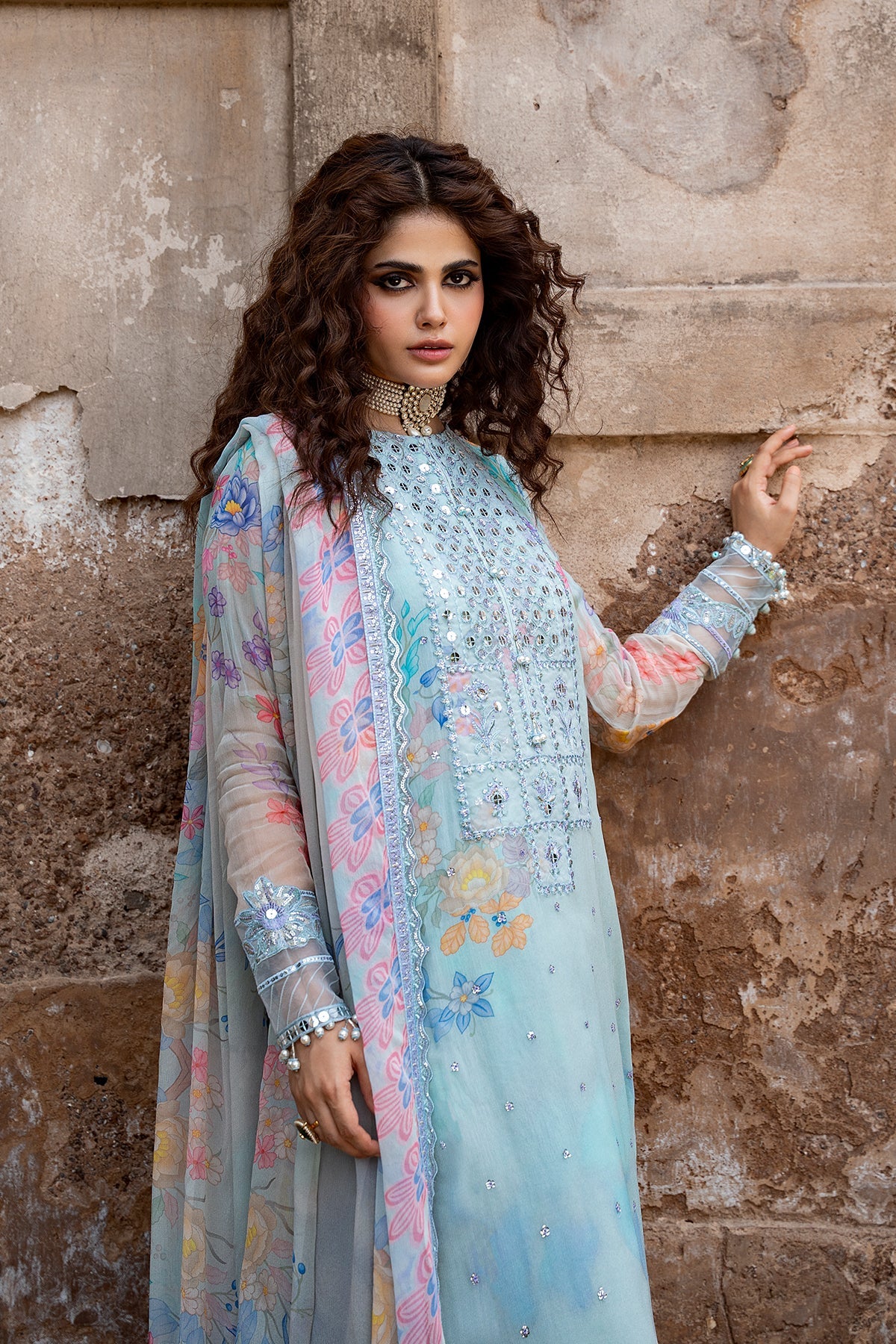 3-PC Unstitched Embroidered Chiffon Collection VSLW6-11