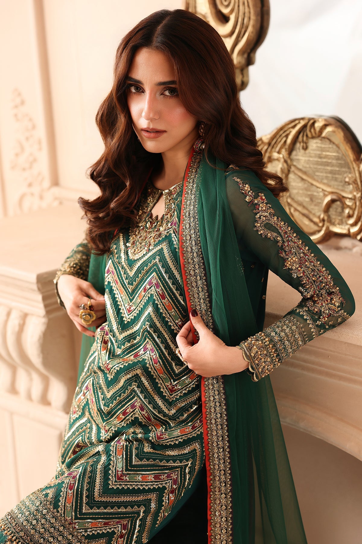 3-PC Unstitched Embroidered Luxury Chiffon DJW6-07