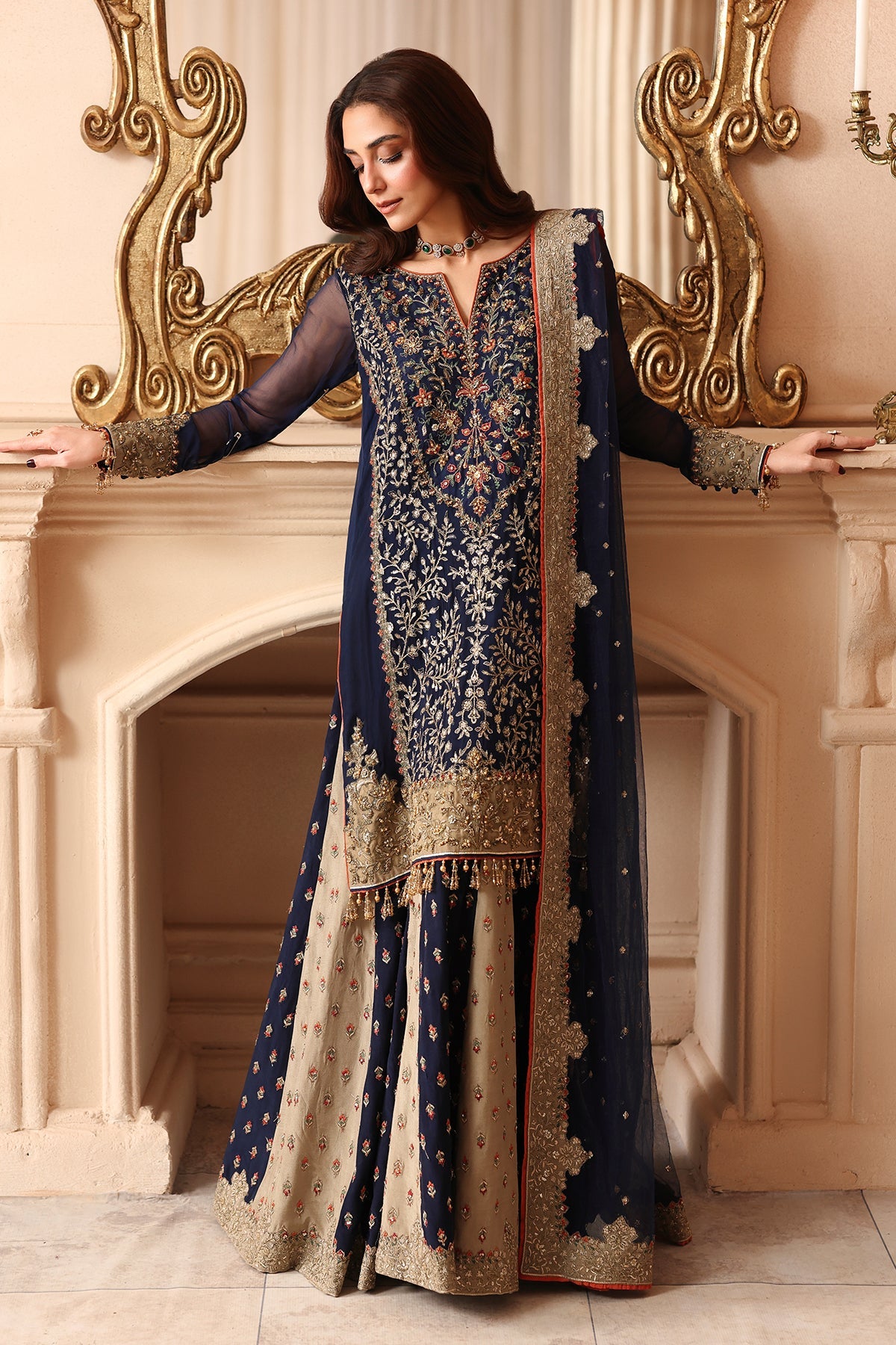 3-PC Unstitched Embroidered Luxury Chiffon DJW6-02