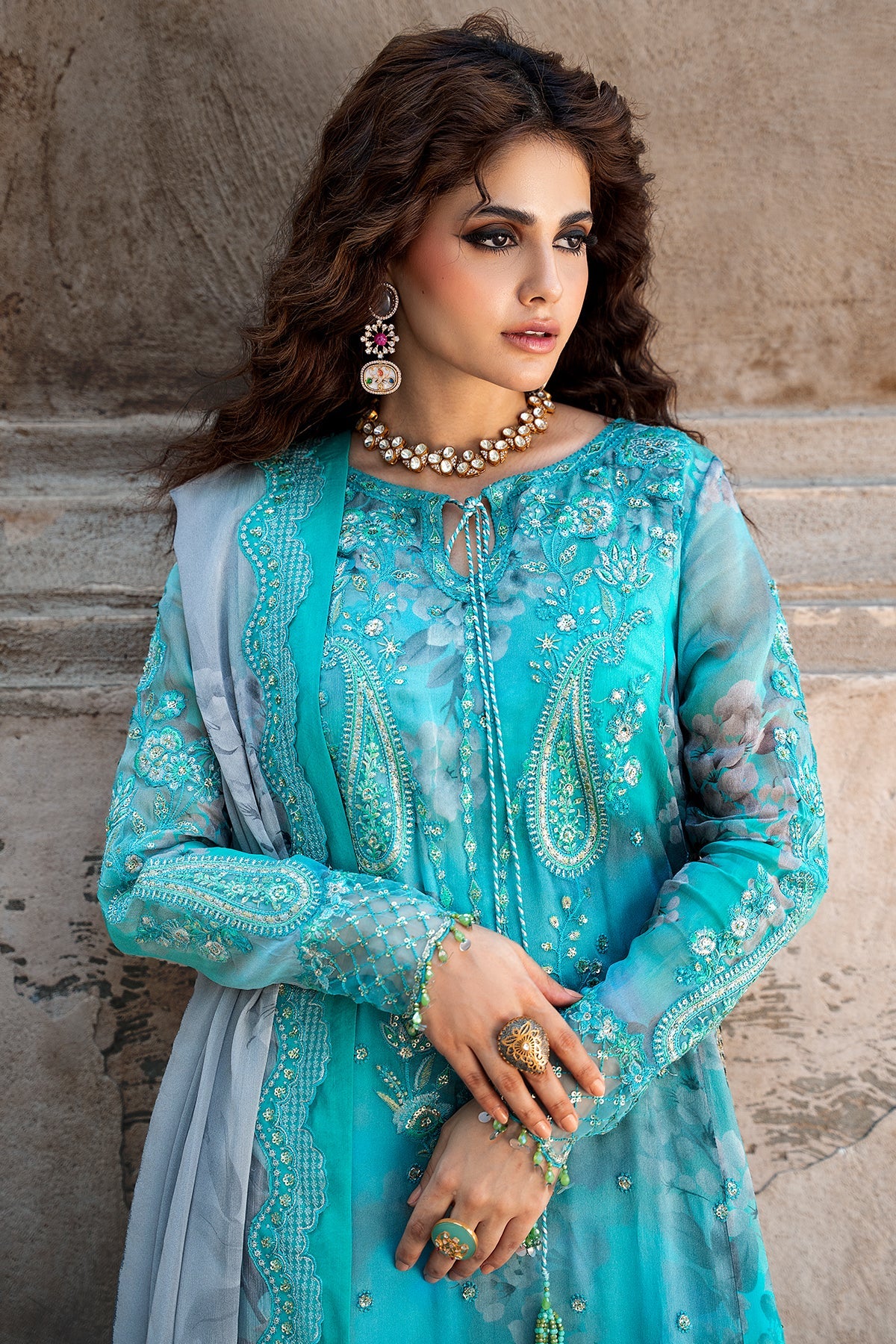 3-PC Unstitched Embroidered Chiffon Collection VSLW6-08