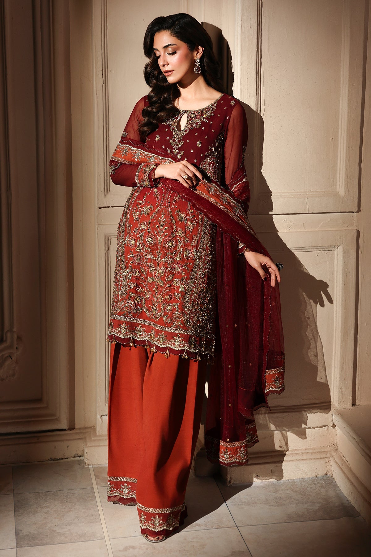 3-PC Unstitched Embroidered Luxury Chiffon DJW6-08