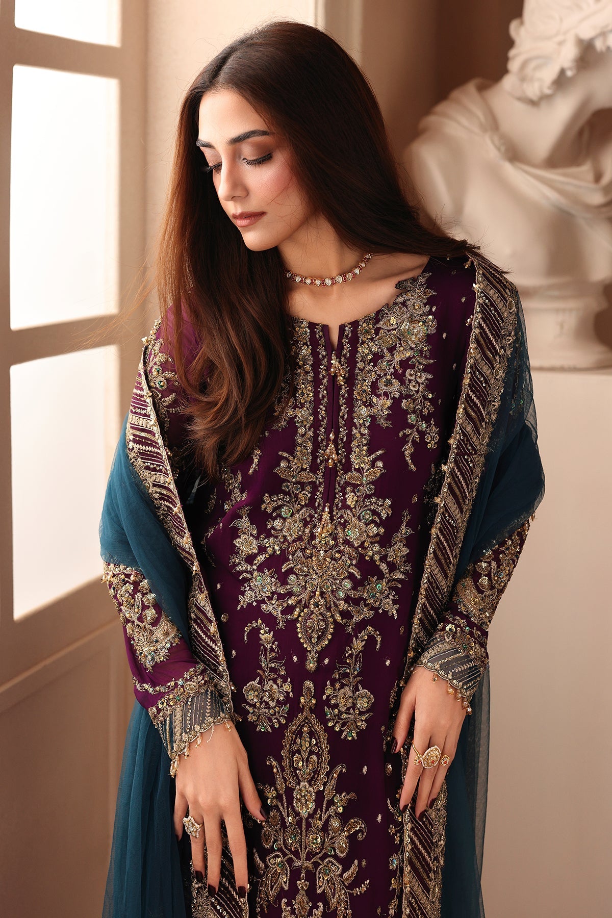 3-PC Unstitched Embroidered Luxury Chiffon DJW6-01