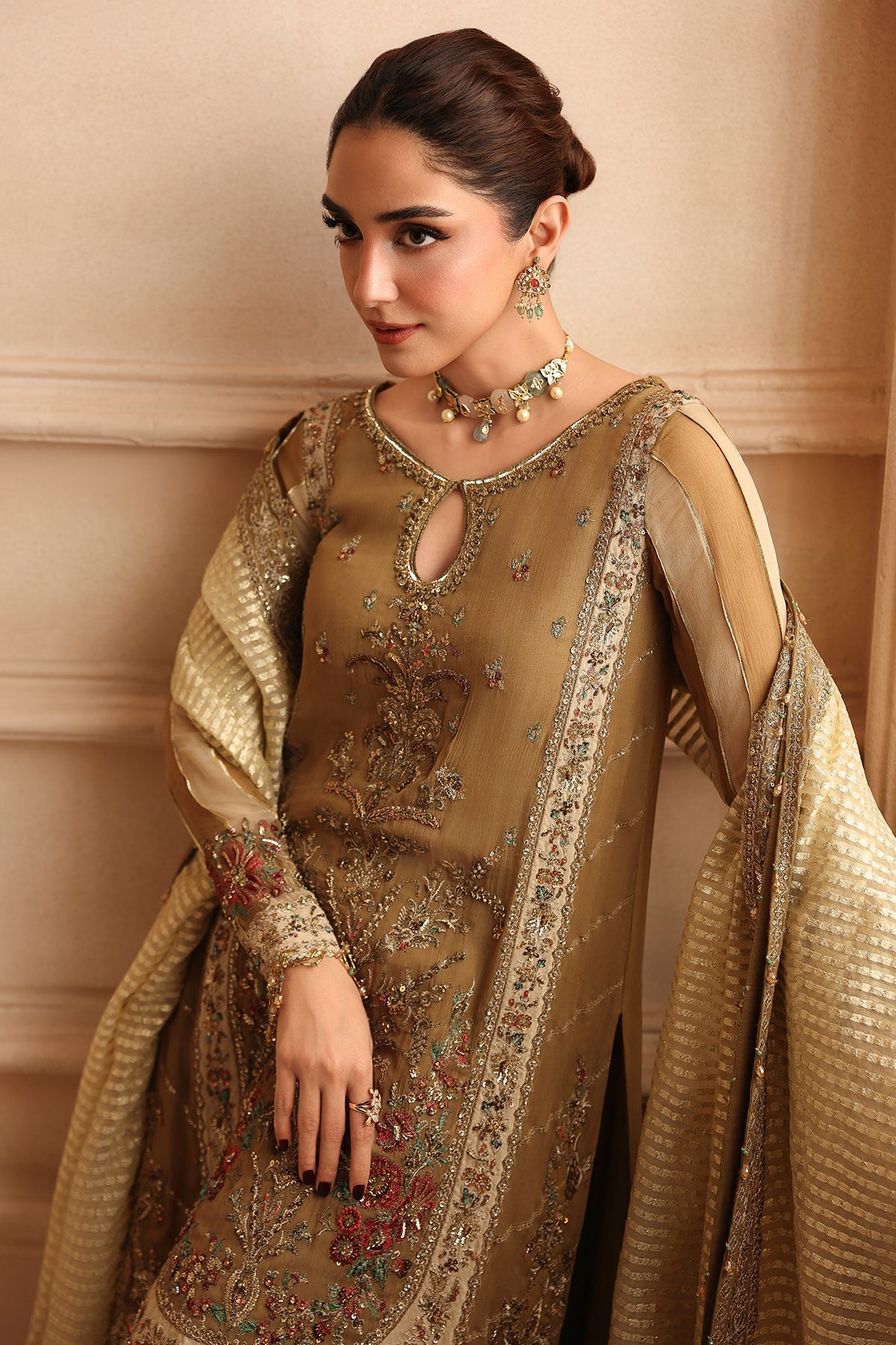 3-PC Unstitched Embroidered Luxury Chiffon DJW6-06