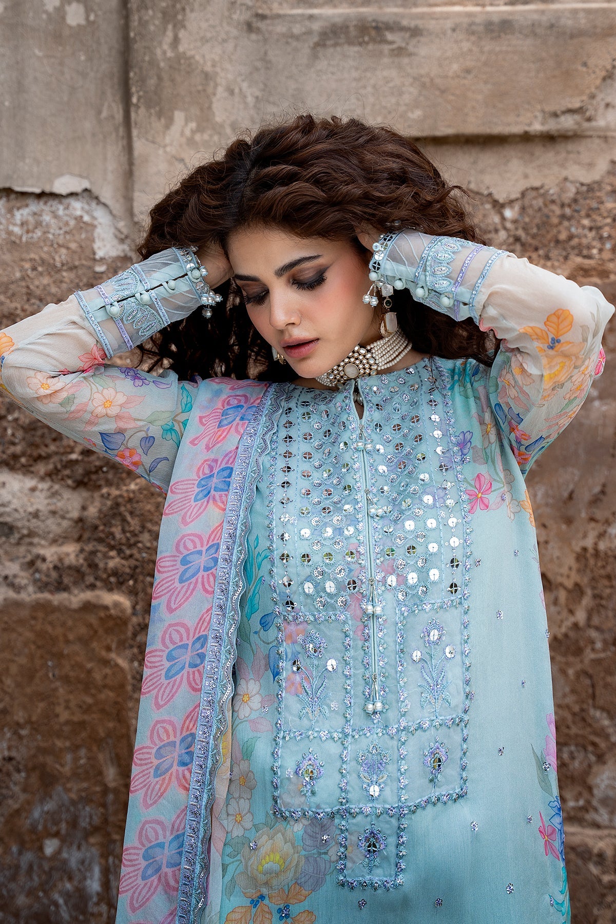 3-PC Unstitched Embroidered Chiffon Collection VSLW6-11